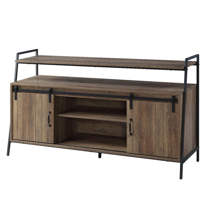 Rashawn  60" TV Stand, Rustic Oak & Black Finish Acme