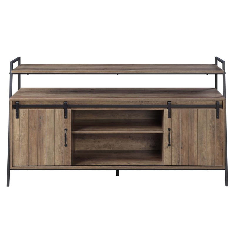 Rashawn  60" TV Stand, Rustic Oak & Black Finish Acme