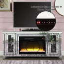 Noralie  59" TV Stand w/Fireplace & Led, Mirrored & Faux Diamonds Acme