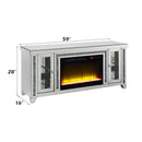 Noralie  59" TV Stand w/Fireplace & Led, Mirrored & Faux Diamonds Acme