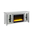 Noralie  59" TV Stand w/Fireplace & Led, Mirrored & Faux Diamonds Acme