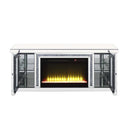 Noralie  59" TV Stand w/Fireplace & Led, Mirrored & Faux Diamonds Acme