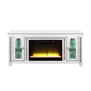 Noralie  59" TV Stand w/Fireplace & Led, Mirrored & Faux Diamonds Acme