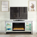 Noralie  59" TV Stand w/Fireplace & Led, Mirrored & Faux Diamonds Acme