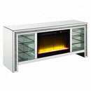 Noralie  59" TV Stand w/Fireplace & Led, Mirrored & Faux Diamonds Acme