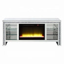 Noralie  59" TV Stand w/Fireplace & Led, Mirrored & Faux Diamonds Acme