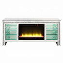 Noralie  59" TV Stand w/Fireplace & Led, Mirrored & Faux Diamonds Acme