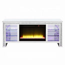 Noralie  59" TV Stand w/Fireplace & Led, Mirrored & Faux Diamonds Acme