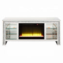 Noralie  59" TV Stand w/Fireplace & Led, Mirrored & Faux Diamonds Acme