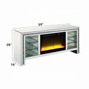 Noralie  59" TV Stand w/Fireplace & Led, Mirrored & Faux Diamonds Acme