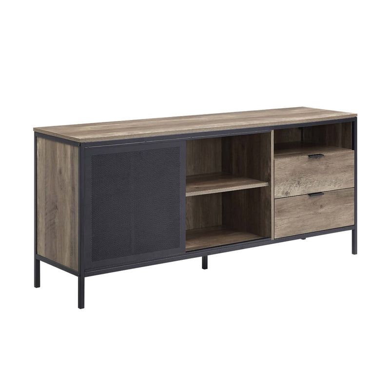 Nantan  63" TV Stand, Rustic Oak & Black Finish Acme