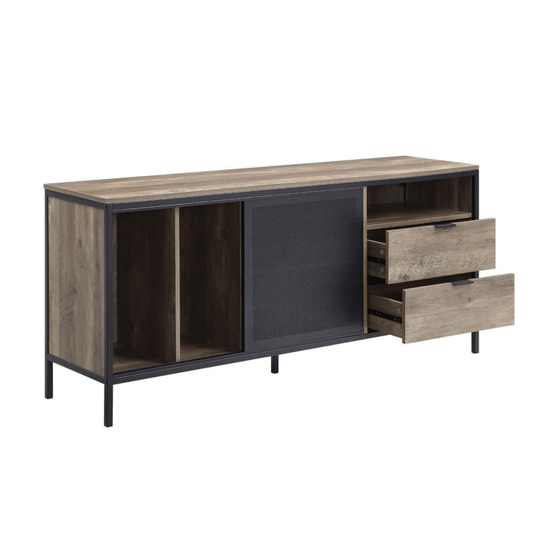 Nantan  63" TV Stand, Rustic Oak & Black Finish Acme