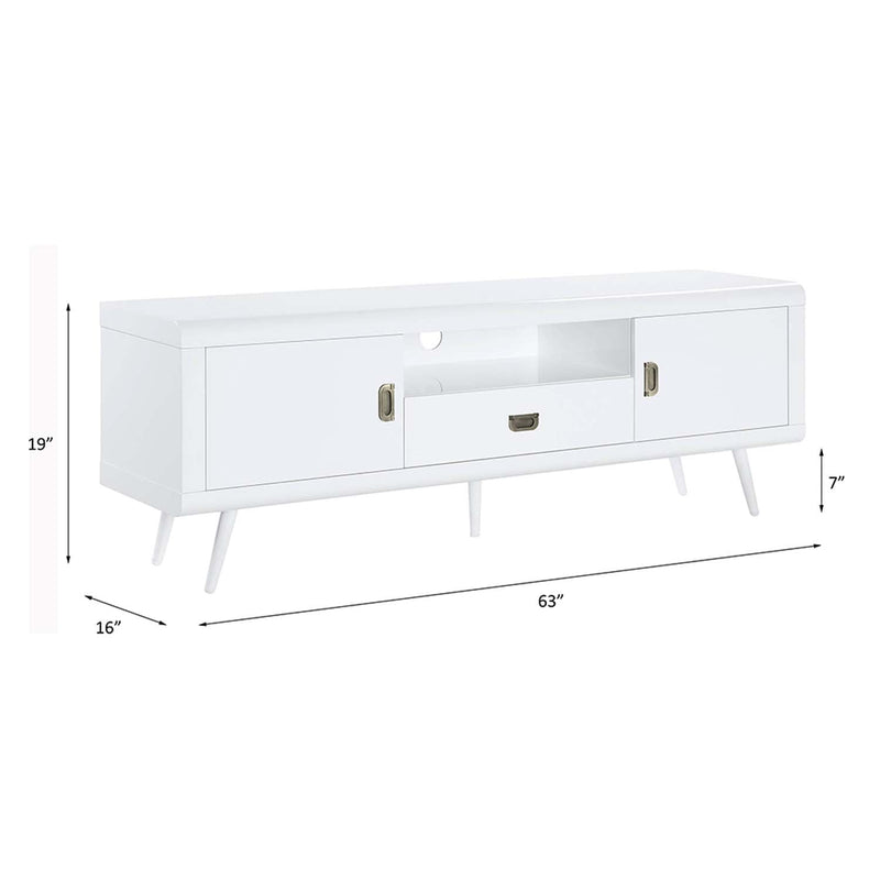 Pagan  63" TV Stand, White High Gloss Finish Acme