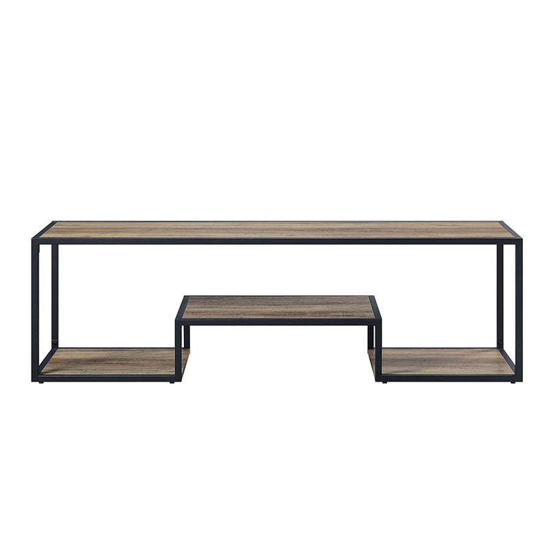 Idella  59" TV Stand, Rustic Oak & Black Finish Acme