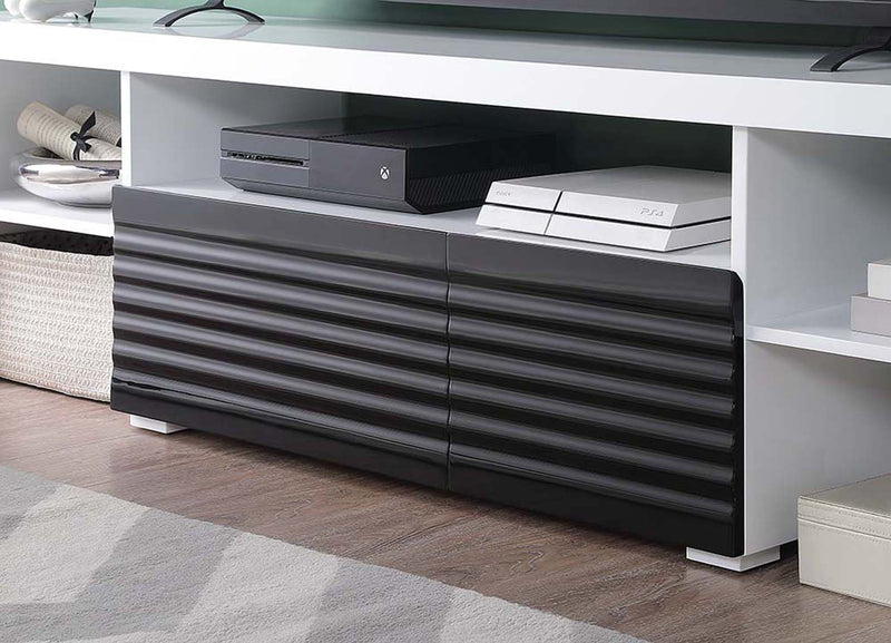 Buck II  75" TV Stand, White & Black High Gloss Finish Acme