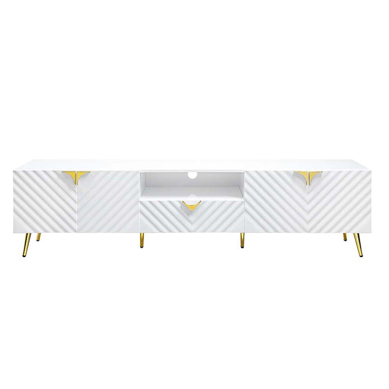 Gaines  79" TV Stand, White High Gloss Finish Acme