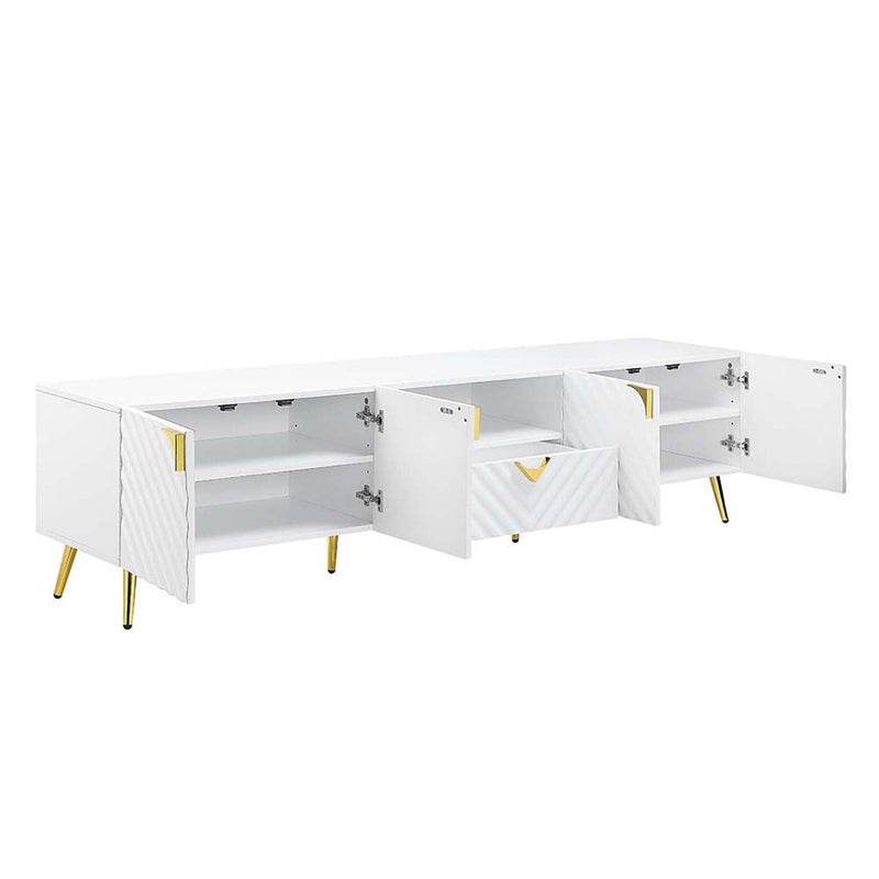 Gaines  79" TV Stand, White High Gloss Finish Acme