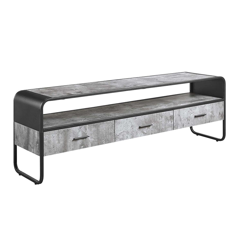Raziela  60" TV Stand, Concrete Gray & Black Finish Acme