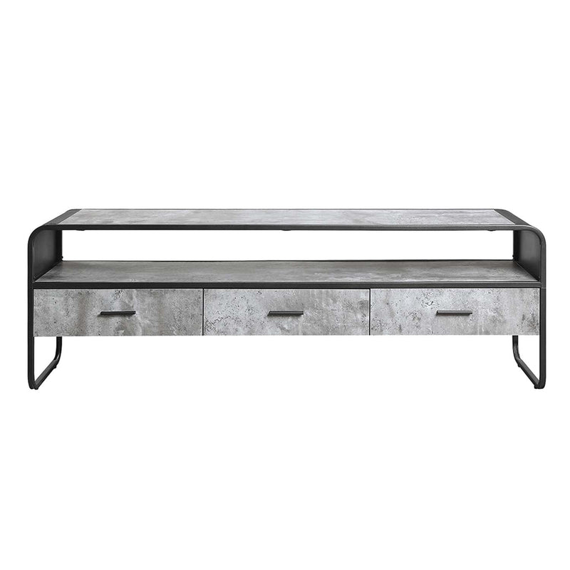Raziela  60" TV Stand, Concrete Gray & Black Finish Acme
