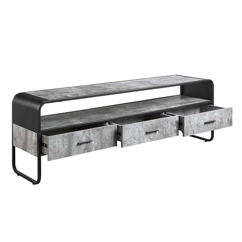 Raziela  60" TV Stand, Concrete Gray & Black Finish Acme