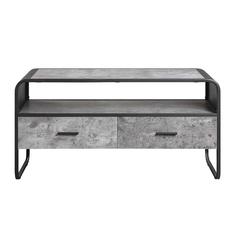 Raziela  39" TV Stand, Concrete Gray & Black Finish Acme