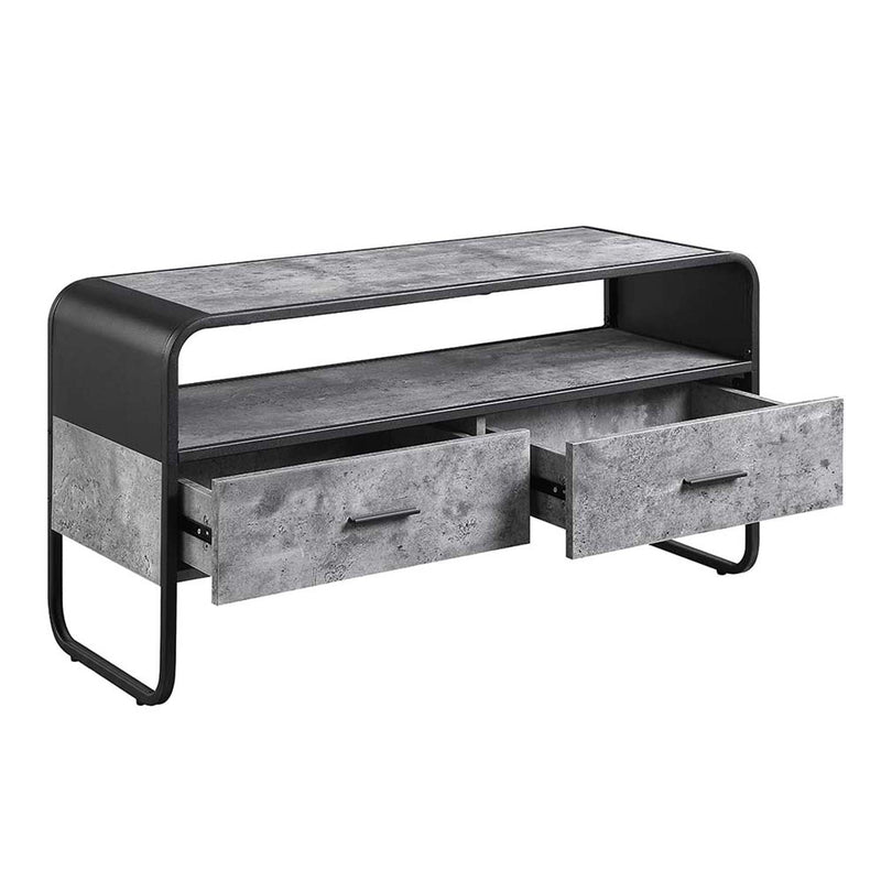 Raziela  39" TV Stand, Concrete Gray & Black Finish Acme