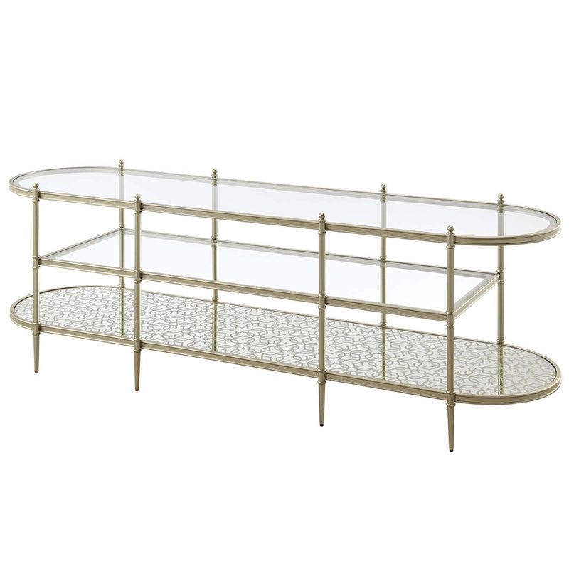 Zaba  71" TV Stand, Glass Top & Champagne Finish Acme