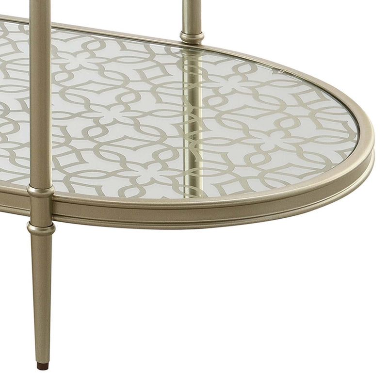 Zaba  71" TV Stand, Glass Top & Champagne Finish Acme