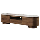 Willene  71" TV Stand, Ceramic Top & Walnut Finish Acme