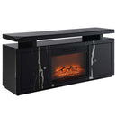 Drisana  59" TV Stand w/Fireplace, Black Mirrored Finish Acme