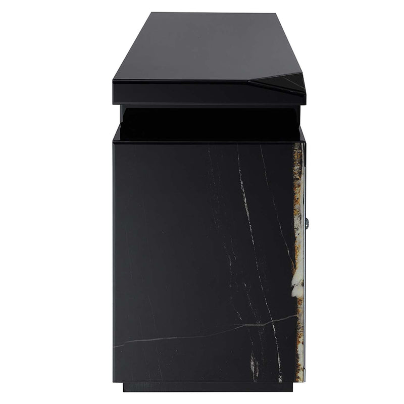 Drisana  59" TV Stand w/Fireplace, Black Mirrored Finish Acme