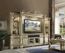 Vendome II Entertainment Center, Gold Patina & Bone Finish Acme