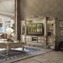 Dresden Entertainment Center, Gold Patina & Bone Finish Acme