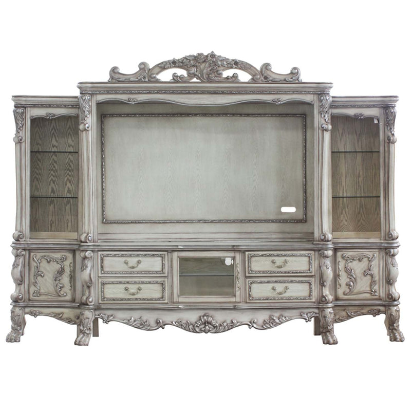 Dresden Entertainment Center, Vintage Bone White Finish Acme