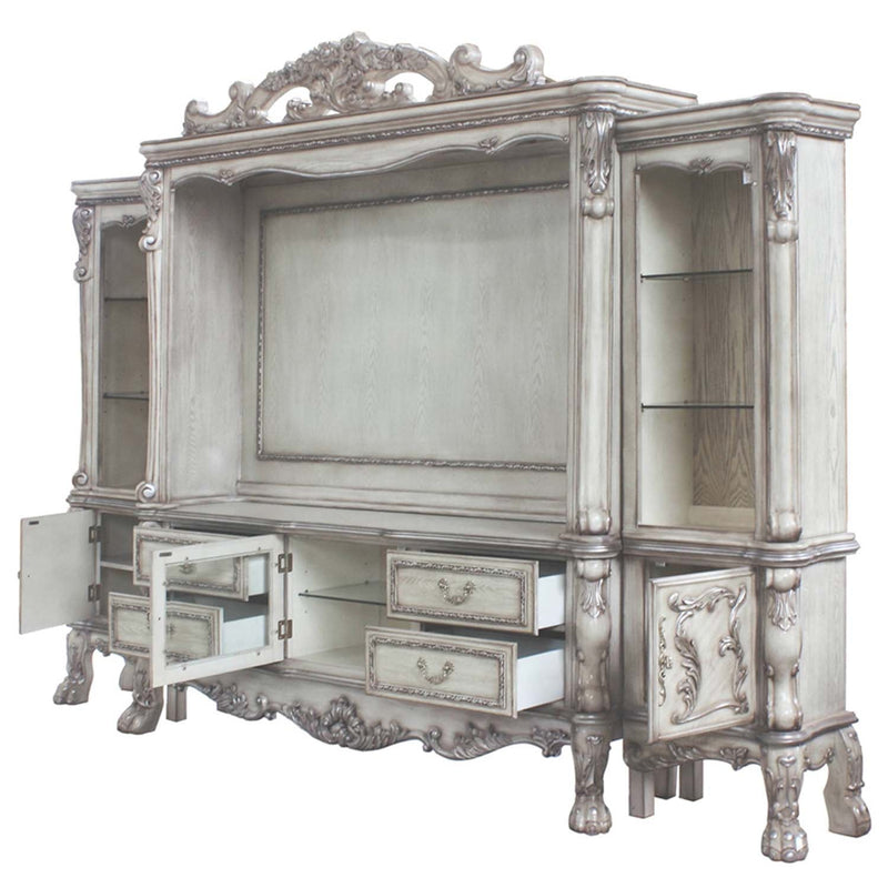 Dresden Entertainment Center, Vintage Bone White Finish Acme