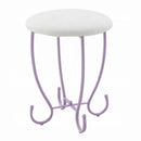 Priya II Vanity Set w/Stool, White & Light Faux Leather rple Finish Acme