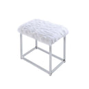 Carenze II Vanity Set w/Stool, White Faux Fur & Chrome Finish Acme