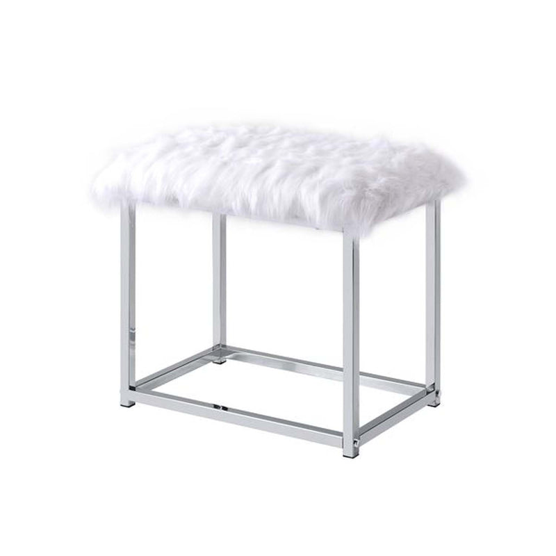 Coleen Vanity Set w/Stool, Chrome Finish Acme