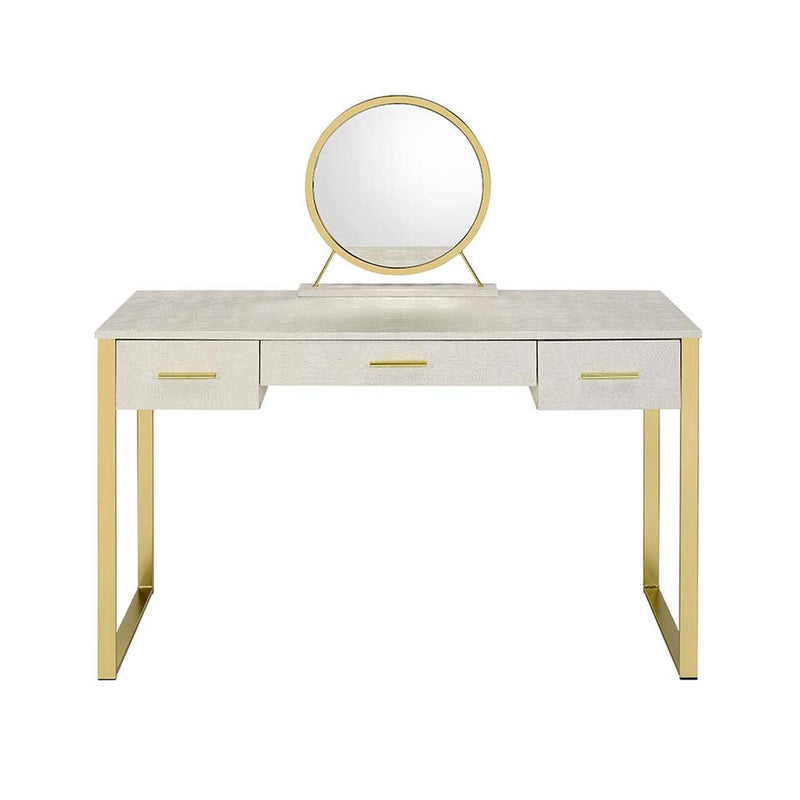 Myles Vanity Set w/Stool, Antique White & Champagne Finish Acme