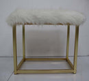 Adao Vanity Mirror & Stool, Faux Fur, Mirror, Pink & Gold Finish Acme