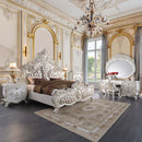 Vanaheim Vanity Stool, Beige Faux Leather & Antique White Finish Acme