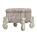 Versailles Vanity Stool, Ivory Fabric & Bone White Finish Acme