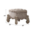 Versailles Vanity Stool, Ivory Fabric & Bone White Finish Acme