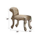 Vendome Vanity Stool, Fabric, Gold Patina & Bone Finish Acme