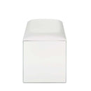 Nysa Vanity Stool, Ivory Faux Leather , Mirrored & Faux Crystals Acme