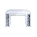 Noralie Vanity Stool, Faux Leather , Mirrored & Faux Diamonds Acme