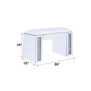 Noralie Vanity Stool, Faux Leather , Mirrored & Faux Diamonds Acme