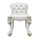 Vendome Vanity Stool, Beige Faux Leather & Antique Pearl Finish Acme
