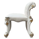 Vendome Vanity Stool, Beige Faux Leather & Antique Pearl Finish Acme
