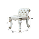 Vendome Vanity Stool, Beige Faux Leather & Antique Pearl Finish Acme